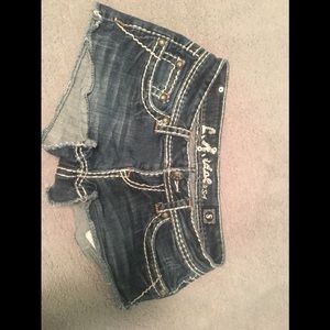 Dark wash jean shorts